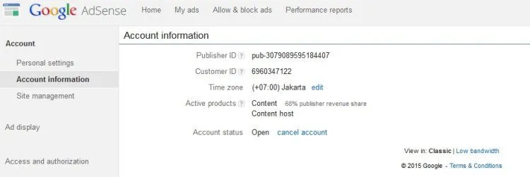Informasi Akun