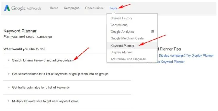 tools di google adwords